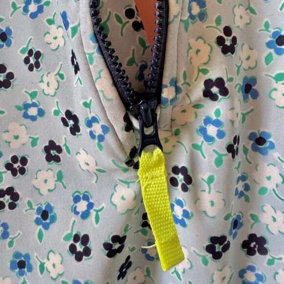 JCREW CREW CUTS SIZE 10 LONG SLEEVE RASH GAURD ONE PIECE SWIMSUIT BLUE FLORAL - Picture 2 of 12